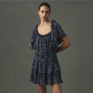 NWT Anthropologie Navy Floral Mini Dress- women’s M